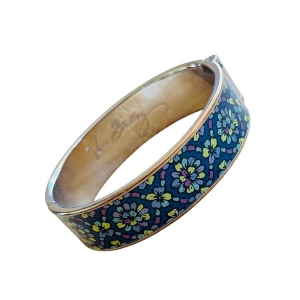 Vera‎ Bradley Indigo Pop Bangle Bracelet Blue Floral Statement Chunky